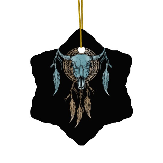 Womens Street Style Bull Skull Rodeo Ceramic Ornaments