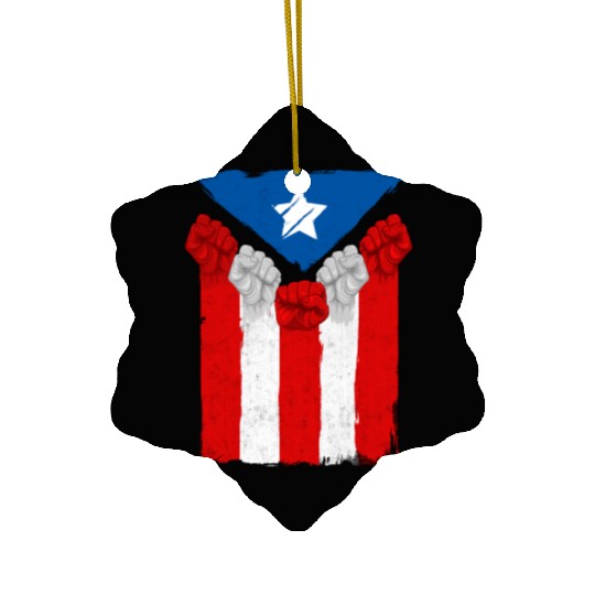 Raised Fists For Puerto Rico - Boricua Flag Ceramic Ornaments