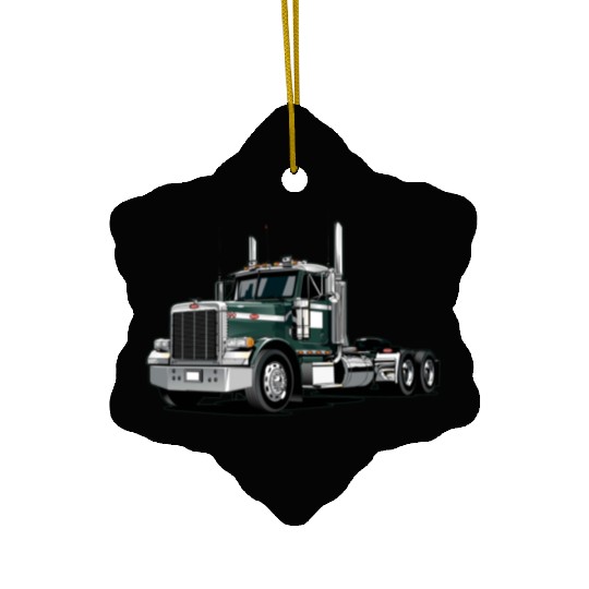 Green Semi Truck Ceramic Ornaments