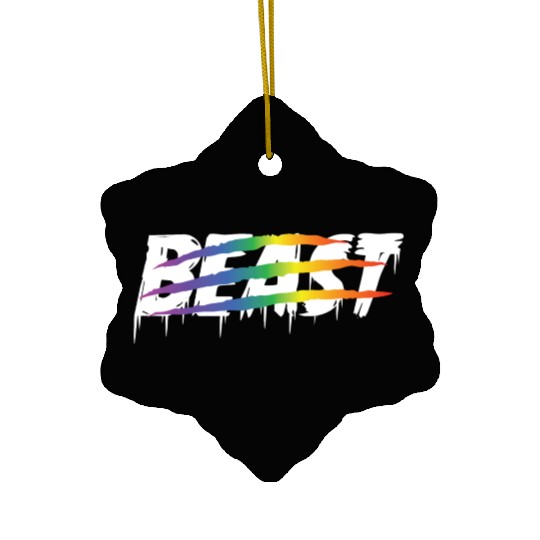 Matching Lesbian Couple Beauty & Beast Part1 Ceramic Ornaments