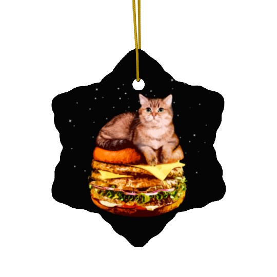 Hamburger Space Cat Funny Kitty Gift Ceramic Ornaments