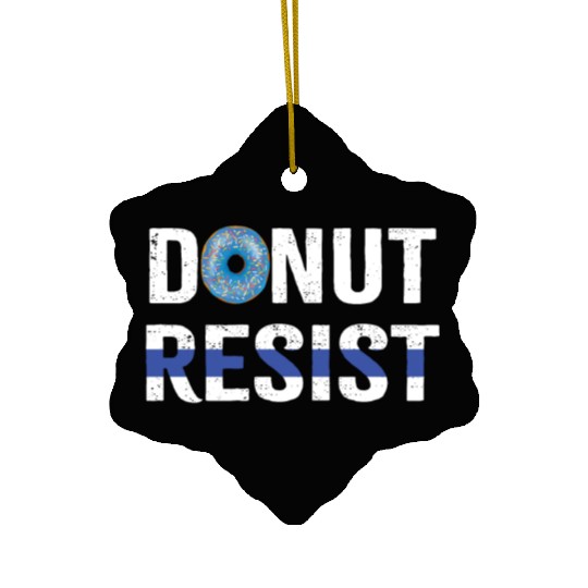 Police Officer Donut Resist Thin Blue Line Cop Ceramic Ornaments