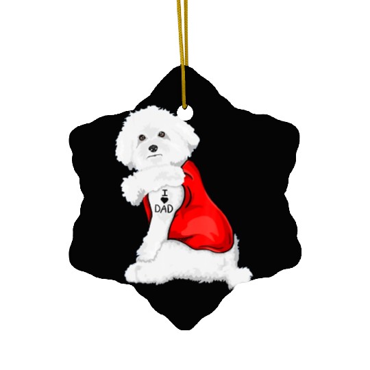 Funny bichon frise Dog I Love Mom Tattoo Lover Ceramic Ornaments
