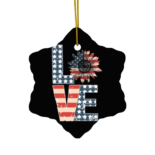 Love 4th Of July Ceramic Ornaments