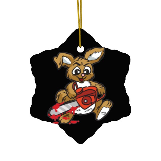 BAD BUNNY WITH CHAINSAW Ceramic Ornaments