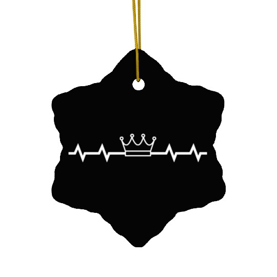 Heartbeat crown king queen royal kingdom crowned Ceramic Ornaments