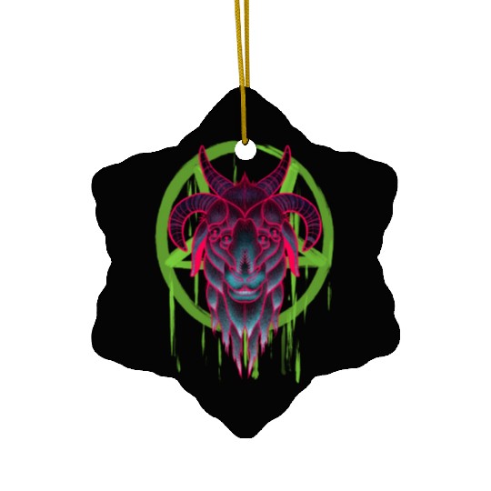 Neon Baphomet Ceramic Ornaments