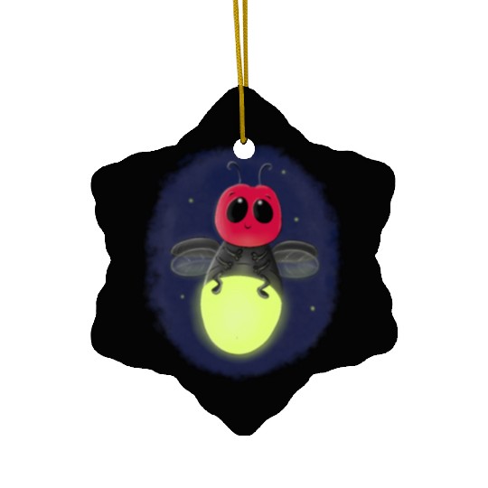 Cute lightning bug firefly cartoon illustration Ceramic Ornaments