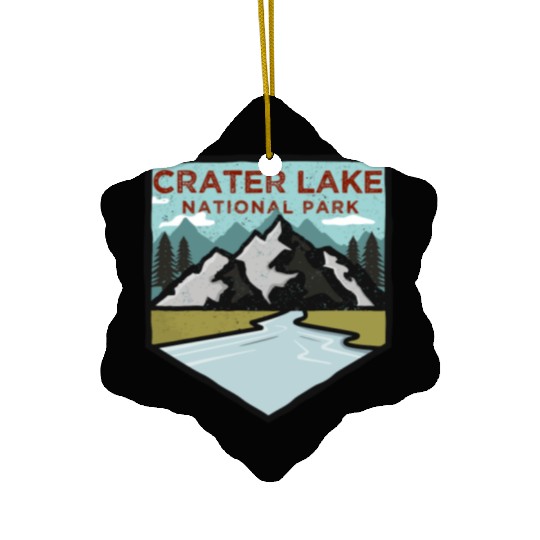 Retro Vintage Crater Lake National Park Gift Ceramic Ornaments