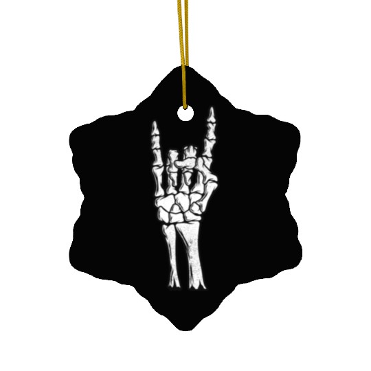 Skeleton Hand Devil Horns Hand Sign Halloween Gift Ceramic Ornaments