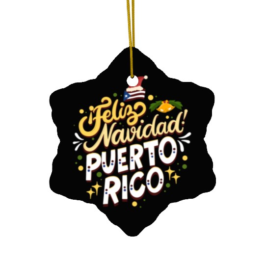 Feliz Navidad Puerto Rico - Merry Christmas Ceramic Ornaments