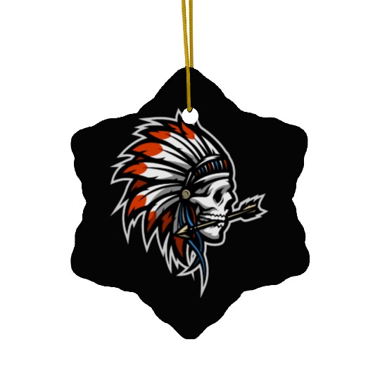 Native American Indian Headdress Skull Ceramic Ornaments