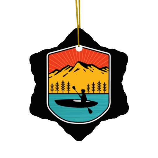 Retro Kayaking Boating Paddling In Lake Tahoe Ceramic Ornaments