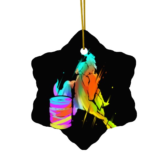 Barrel Racing Horse Riding Rodeo Colorful Cowgirl Ceramic Ornaments