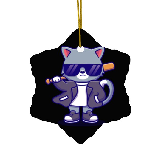 Cat Sun Glasses Bat Ceramic Ornaments