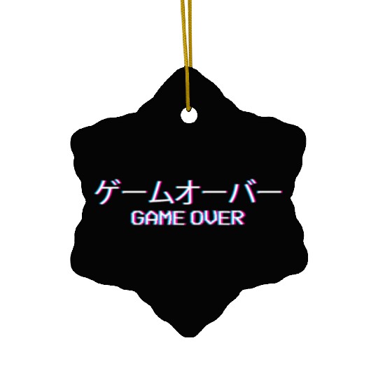 Vaporwave Game Over Japanese Text Gift Ceramic Ornaments