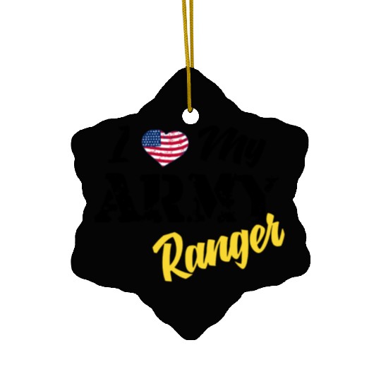 Proud US Army Ranger American Military Family Flag Ceramic Ornaments
