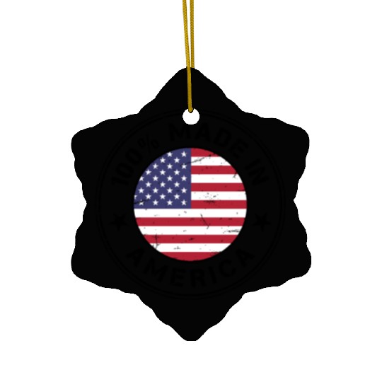 USA Made in America flag stamp Ceramic Ornaments
