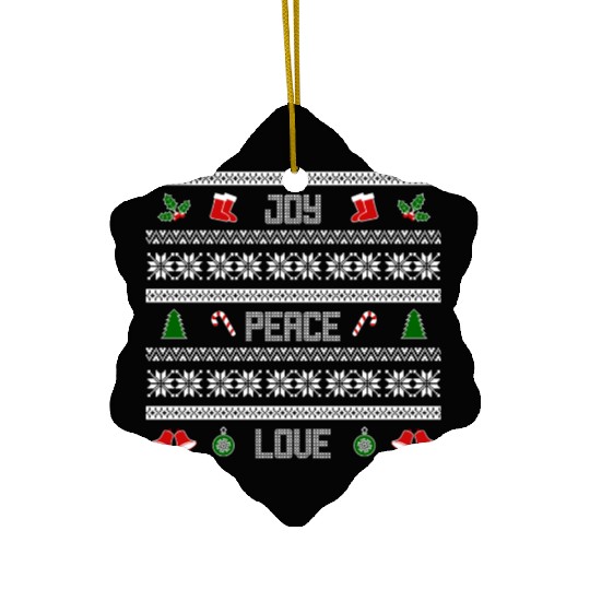 65 MCMLXV JOY PEACE LOVE CHRISTMAS SWEATER DESIGN Ceramic Ornaments