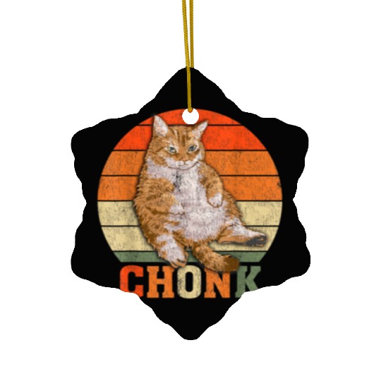 Funny Overweight Chubby Chonk Cat Meme Memes Ceramic Ornaments