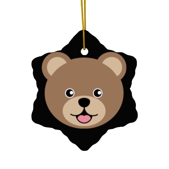 Cute Brown Teddy Bear Face Ceramic Ornaments