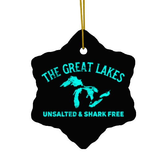 The Great Lakes Unsalted & Shark Free Michigan Gif Ceramic Ornaments