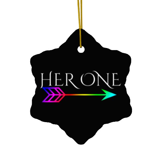 Cute Gay Couple Lesbian Valentines Day Her One Ceramic Ornaments