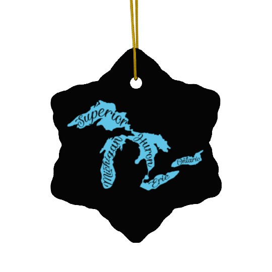 Great Lakes Michigan Detroit Michigan Great Lake Ceramic Ornaments