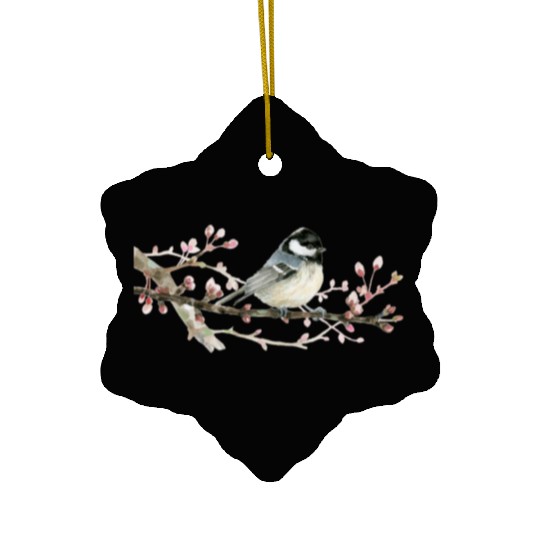 Swamp Tit on A Twig - Garden Birds In Spring Ceramic Ornaments