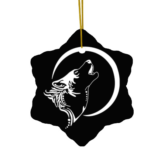 Wolf Howl Tribal Ceramic Ornaments