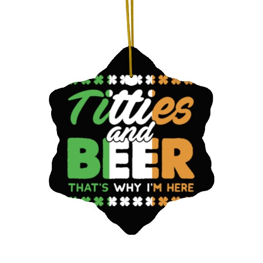 Funny St. Patricks Day Irish Titties And Beer Gift Ceramic Ornaments