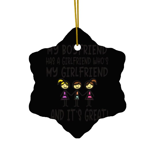 Threesome Funny Throuple Polyamory Love Polygamy Ceramic Ornaments