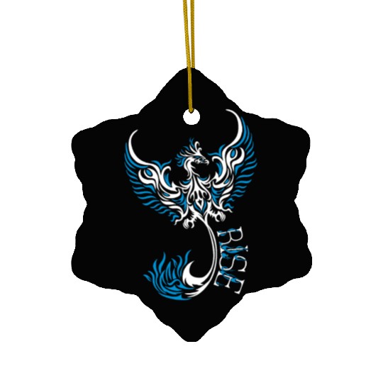 PHOENIX Tattoo/Tribal art - White and Blue,, Ceramic Ornaments
