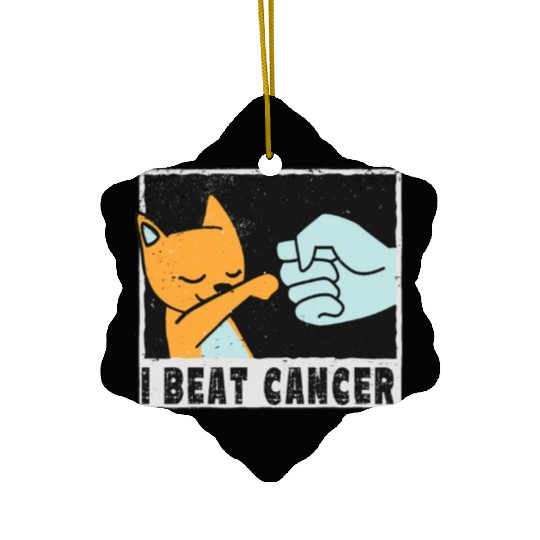 cut little Cat Cancer Survivor I Beat Cancer Ceramic Ornaments
