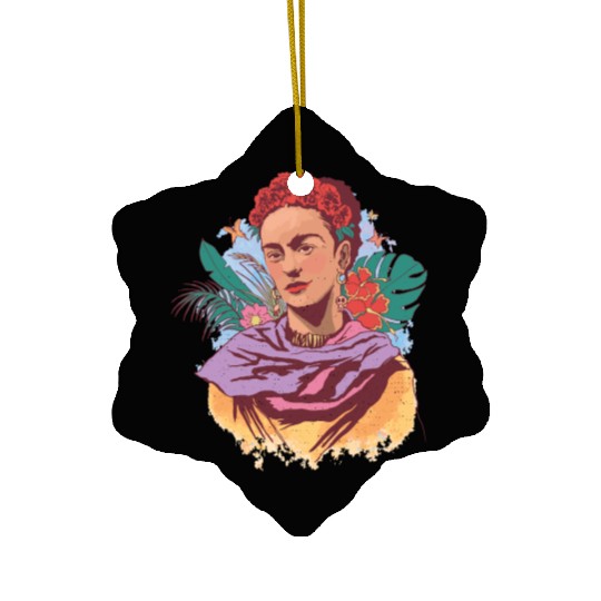FRIDA KAHLO COLOR PORTRAIT Ceramic Ornaments