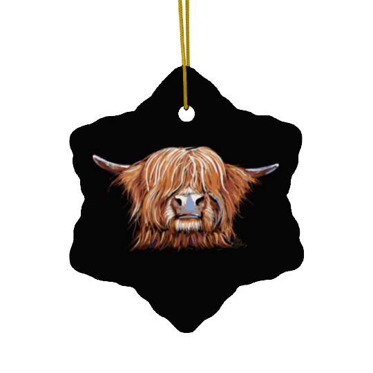 Highland Cow Print Animal Print ' Charmer ' Ceramic Ornaments