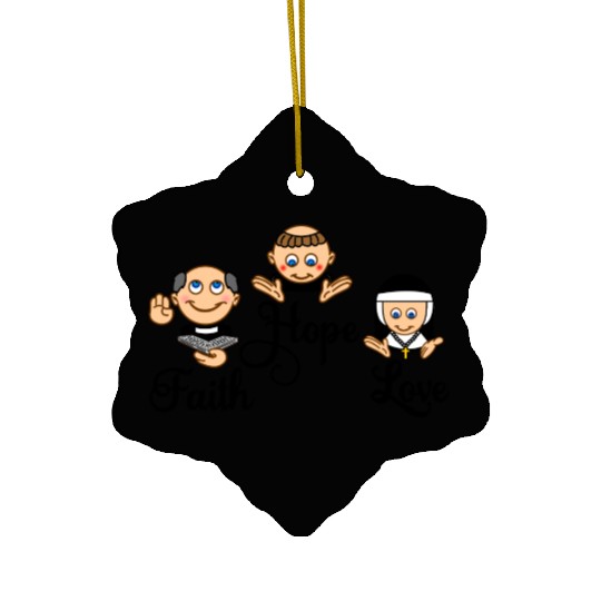 Faith Hope Love with nun, pastor and monk Ceramic Ornaments