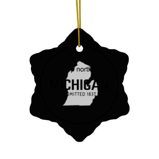 Up North Michigan 1837 Great Lakes Latitude And Lo Ceramic Ornaments