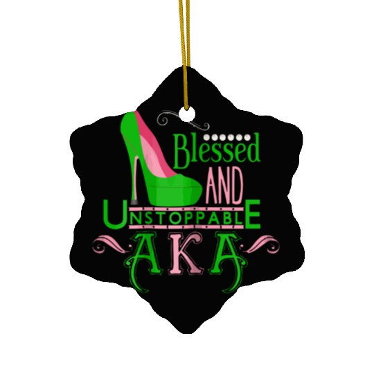 Womens AKA inspired Blessed AKA AKA sorority Alpha Ceramic Ornaments