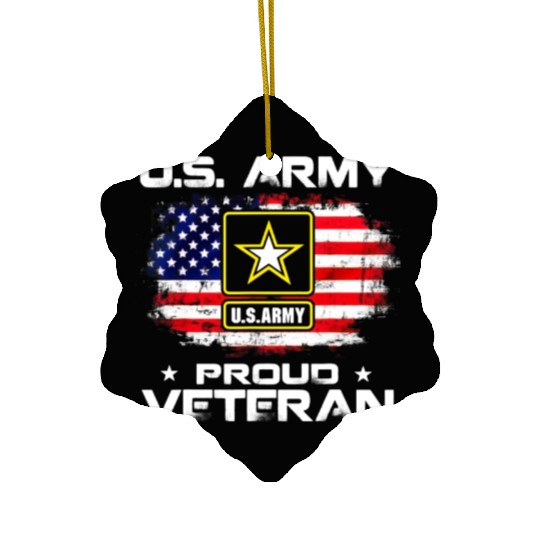 US Army Proud Veteran With American Flag Gift Ceramic Ornaments