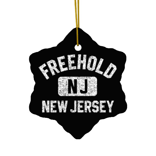 Freehold Nj New Jersey Gym Style Distressed WhiteG Ceramic Ornaments