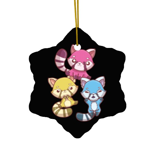 Pansexual Kawaii Red Panda, Pastel Goth Anime Art Ceramic Ornaments