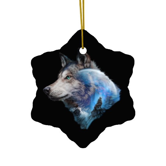 Wolf Moon Forest View Nature Ceramic Ornaments