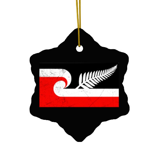 Maori Flag Silver Fern New Zealand Lover Gift Idea Ceramic Ornaments
