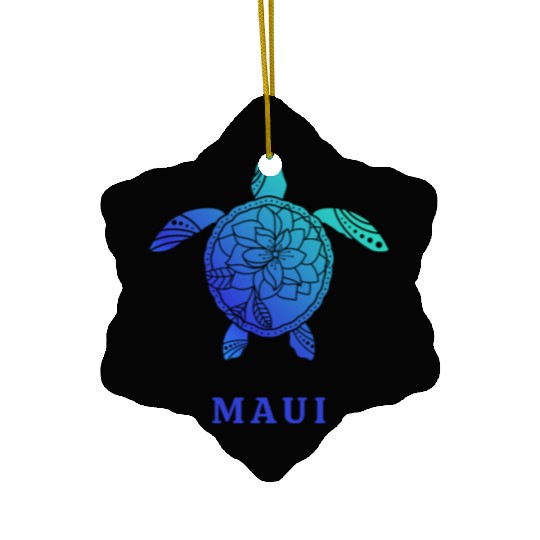 Maui Hawaii Tribal Turtle Flower Ocean Beach Sea Ceramic Ornaments