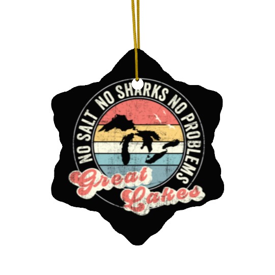 No Salt No Sharks No Problems Great Lakes Ceramic Ornaments