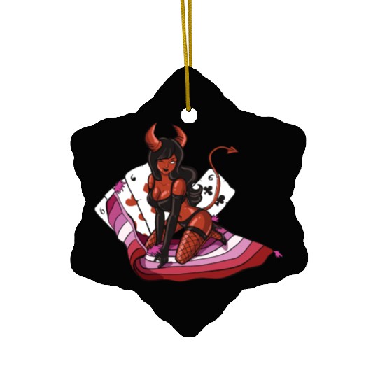 Lesbian Cool Devil Women Colors Of Lesbian Flag Ceramic Ornaments