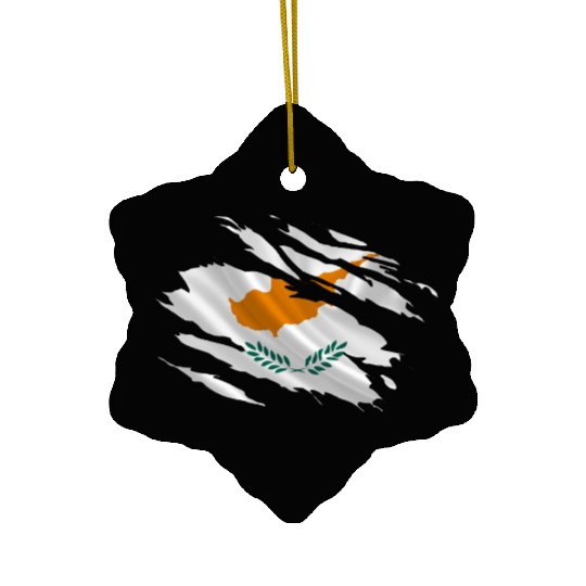 Cyprus Ripped Flag Ceramic Ornaments
