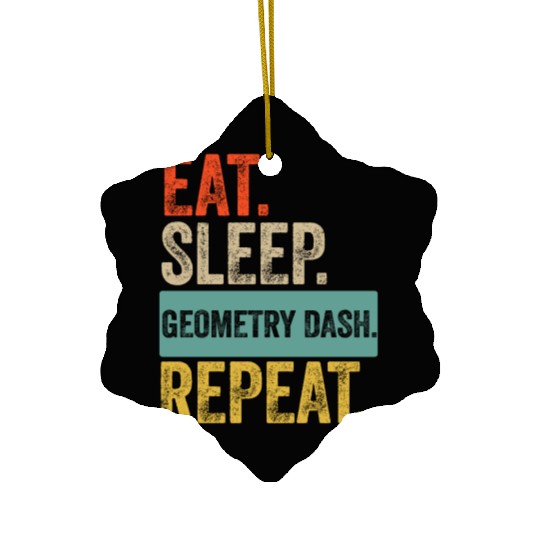 Eat sleep geometry dash repeat retro vintage Ceramic Ornaments