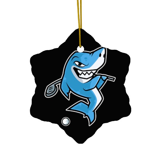 Shark Golf Player Golfer Golfing Funny Kids Boys Ceramic Ornaments